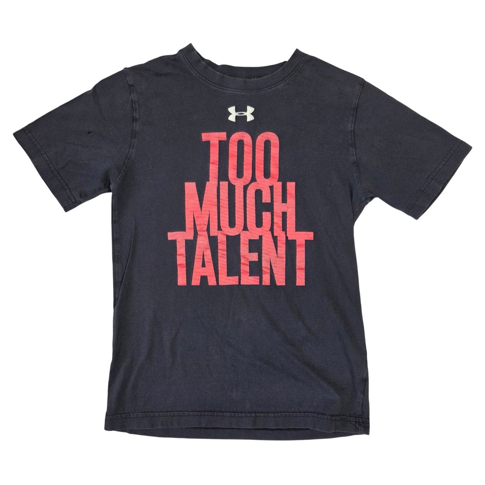 Under Armour Kids Black Too Much Talent Graphic T-Shirt Loose‎ Fit YXS HeatGear